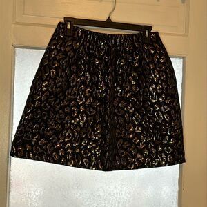 Kenneth Cole Black and Gold Metallic Animal Print Mini Skirt Size 8